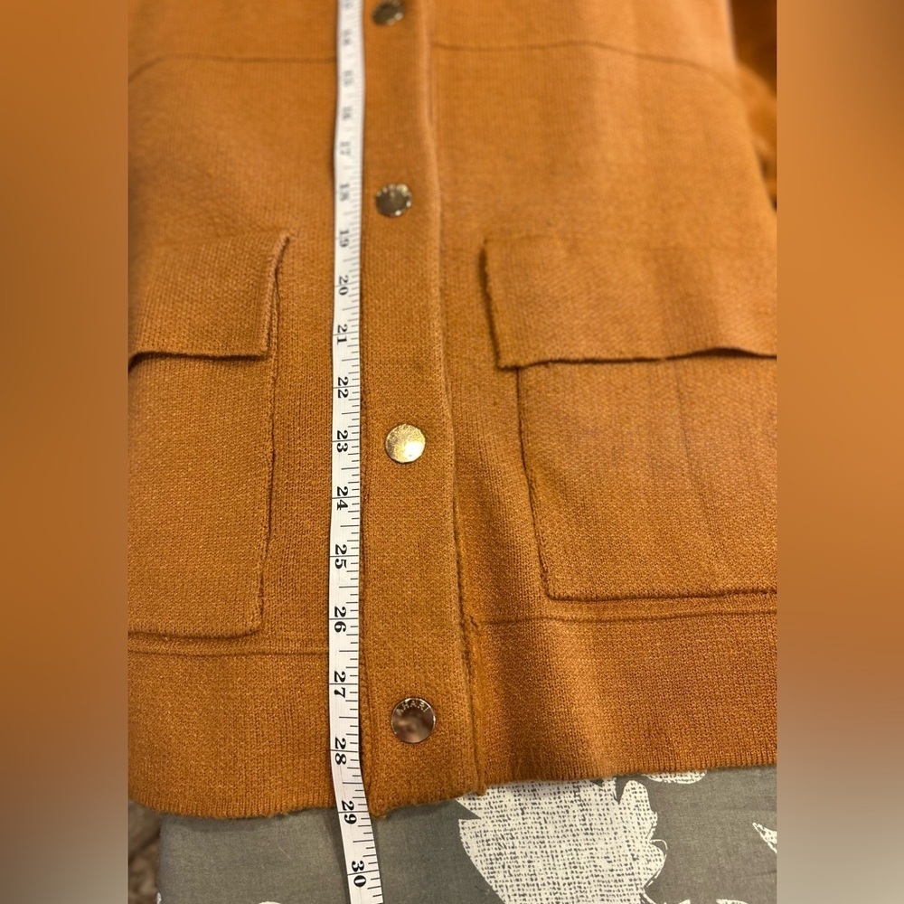 🧡”Tahari” Rust Brown Very Soft Gold Button Front Cardigan w/ Pockets Size M🧡 - Picture 10 of 15